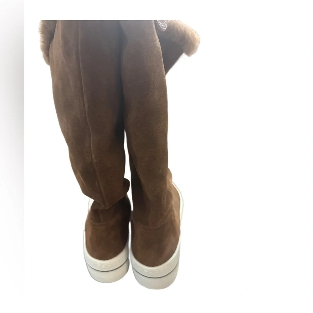 NEW J/Slides Selene Boots, Waterproof Leather, Taupe Size 7.5 Faux Fur Lined
